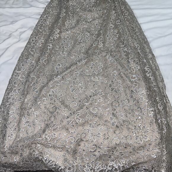 Calvin Klein Formal Dress Size 4 Champagne Lace One Shoulder Side Ruching Prom - Picture 3 of 14